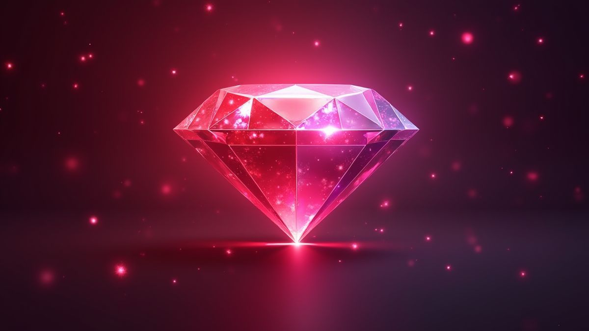 Robijnen en diamanten symbolen die fel stralen.