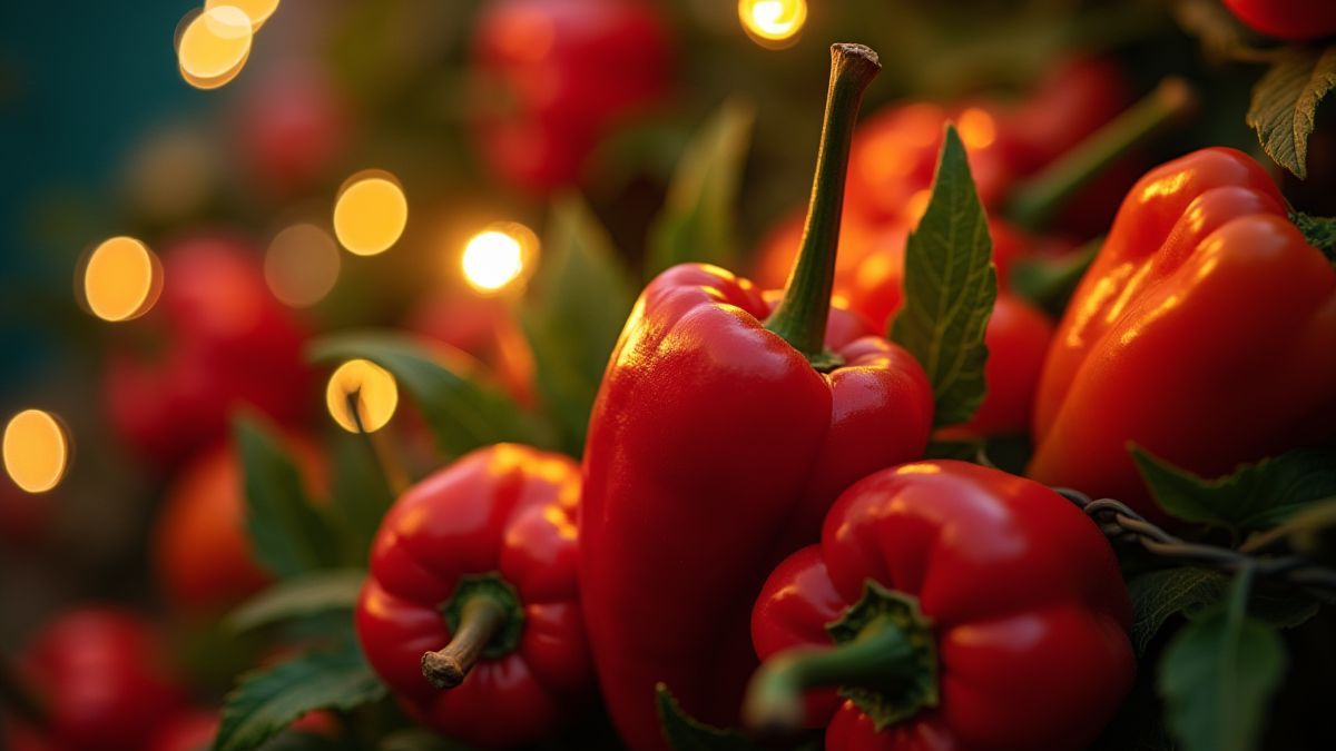 Mexican-themed graphics with chilies and festive lights.