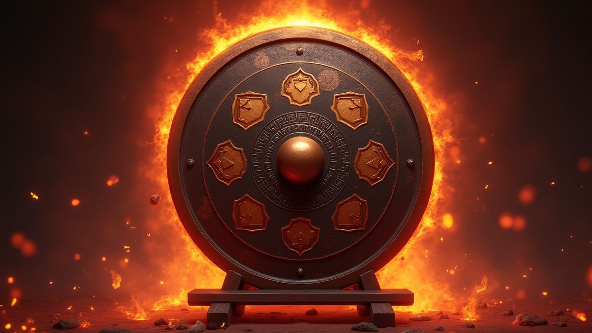 An ancient gong surrounded by glowing Scatter symbols.