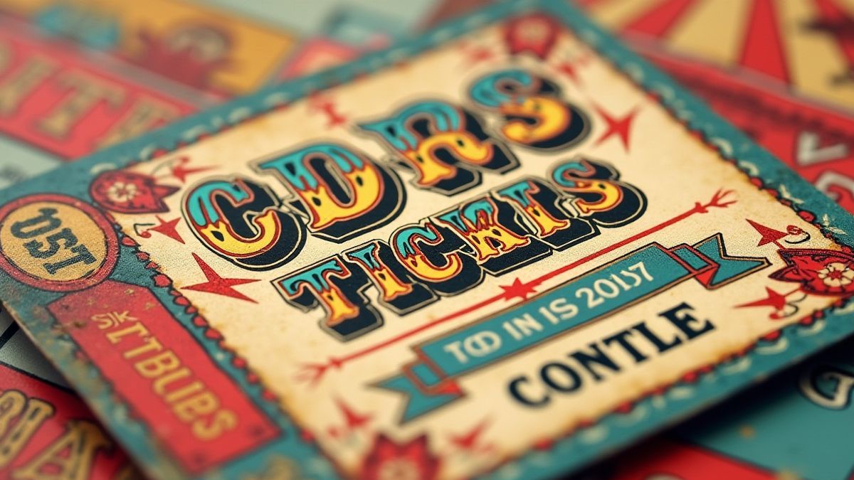 Billet de cirque avec des couleurs vibrantes et des motifs détaillés.