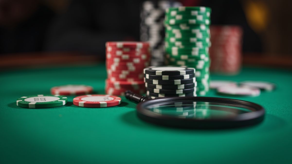 Fichas de casino sobre una mesa verde