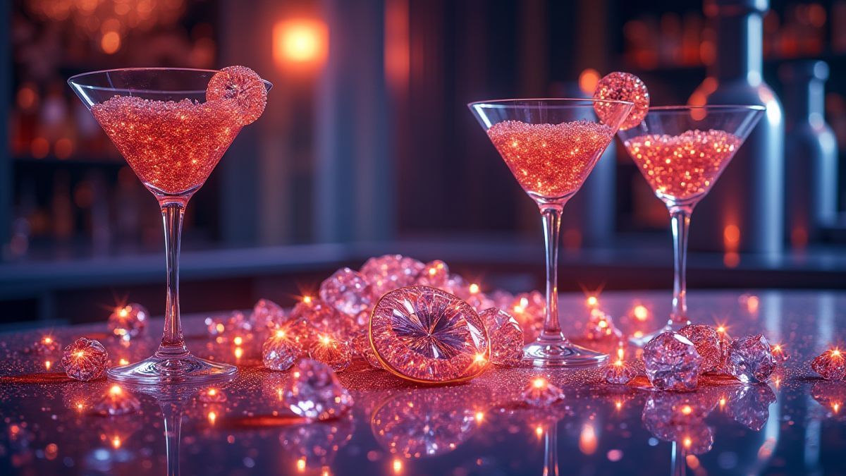 Escena de una fiesta de cócteles con diamantes