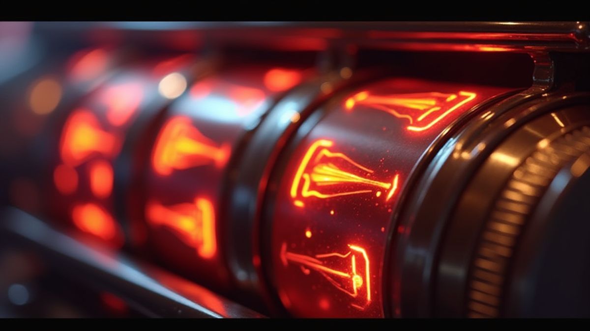 Rouleaux de machine à sous tournant avec des symboles lumineux.