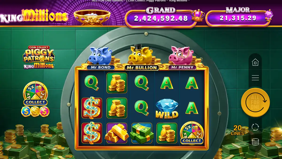 Coin Collect: Piggy Patrons King Millions base game screen