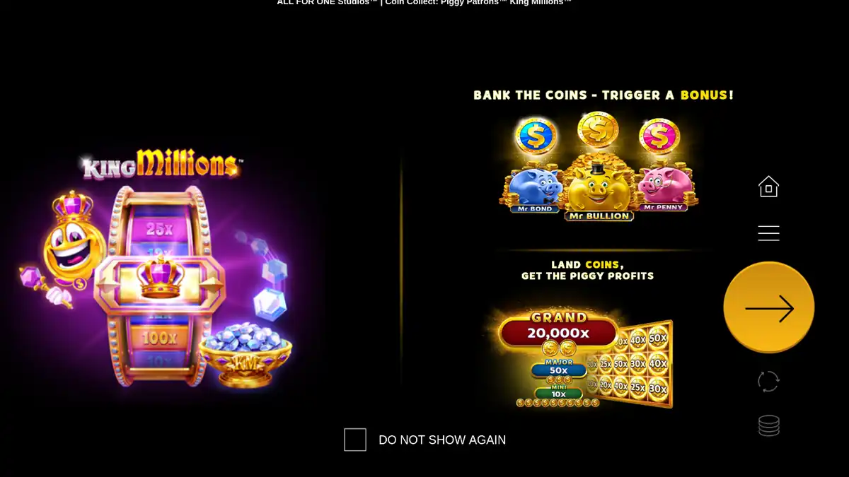 Coin Collect: Piggy Patrons King Millions intro screen