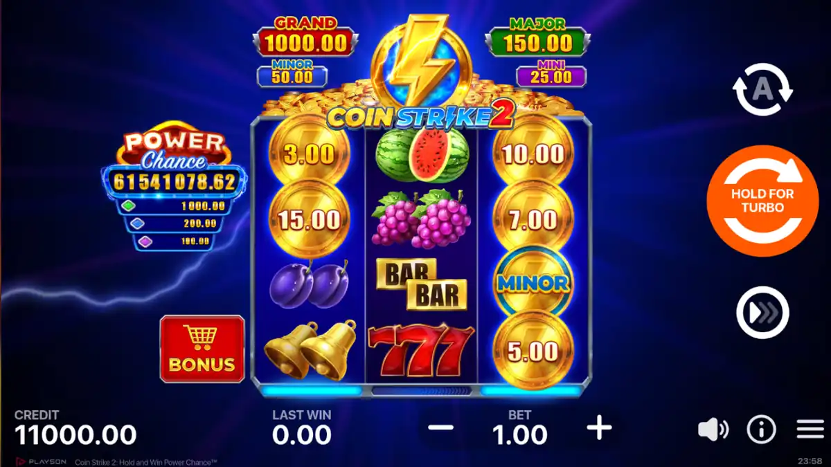 Pantalla del juego base de Coin Strike 2: Hold and Win Power Chance