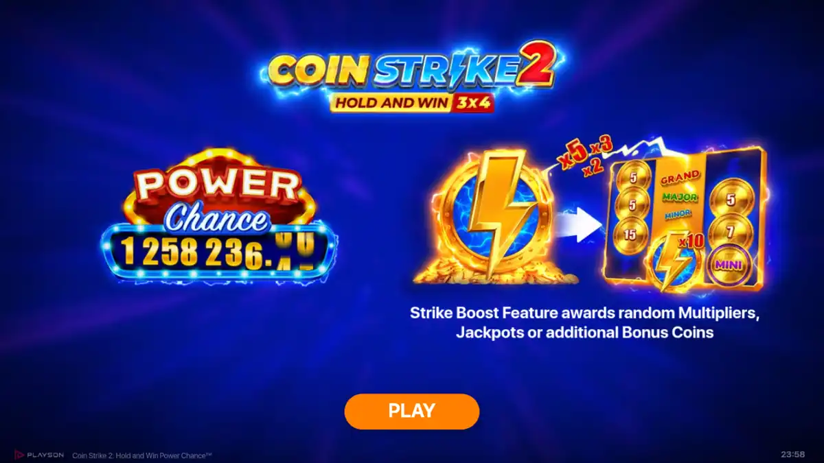 Pantalla de introducción de Coin Strike 2: Hold and Win Power Chance