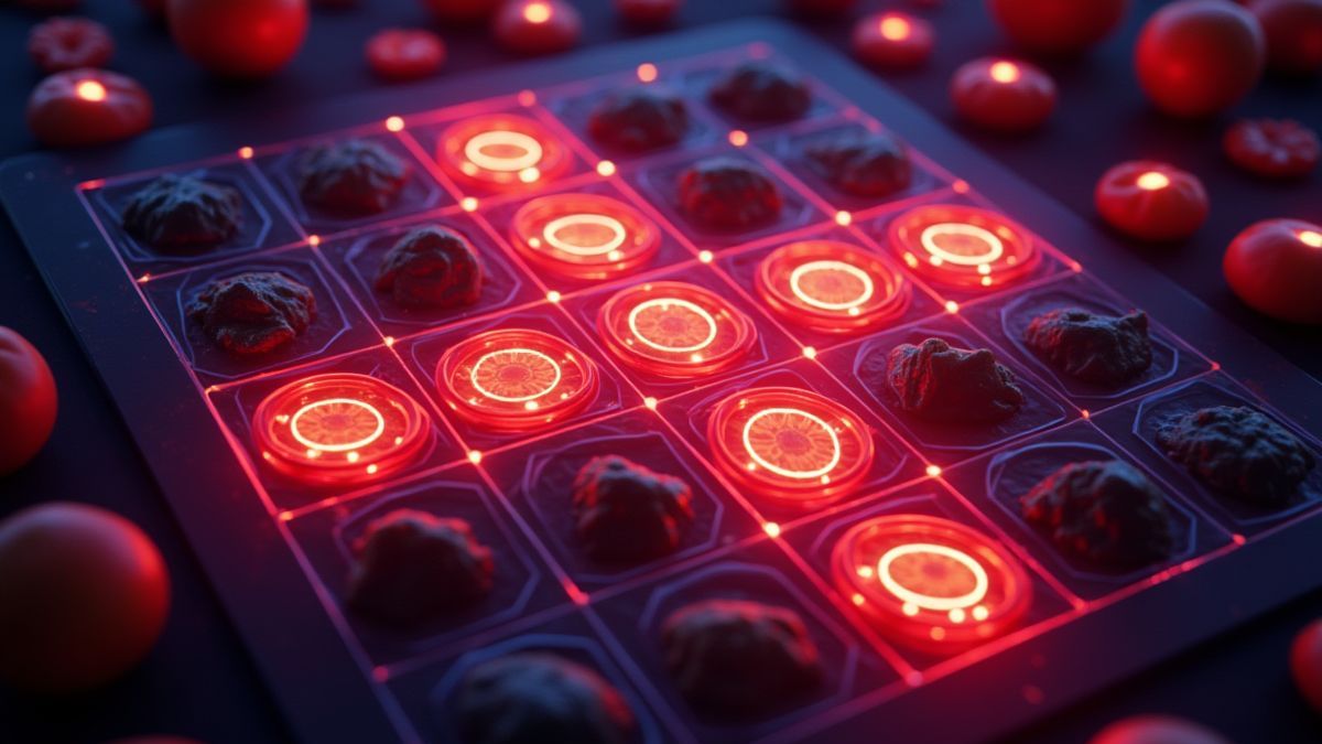 Ontwerp van een gokkast in de vorm van een kruis met neonlichten.