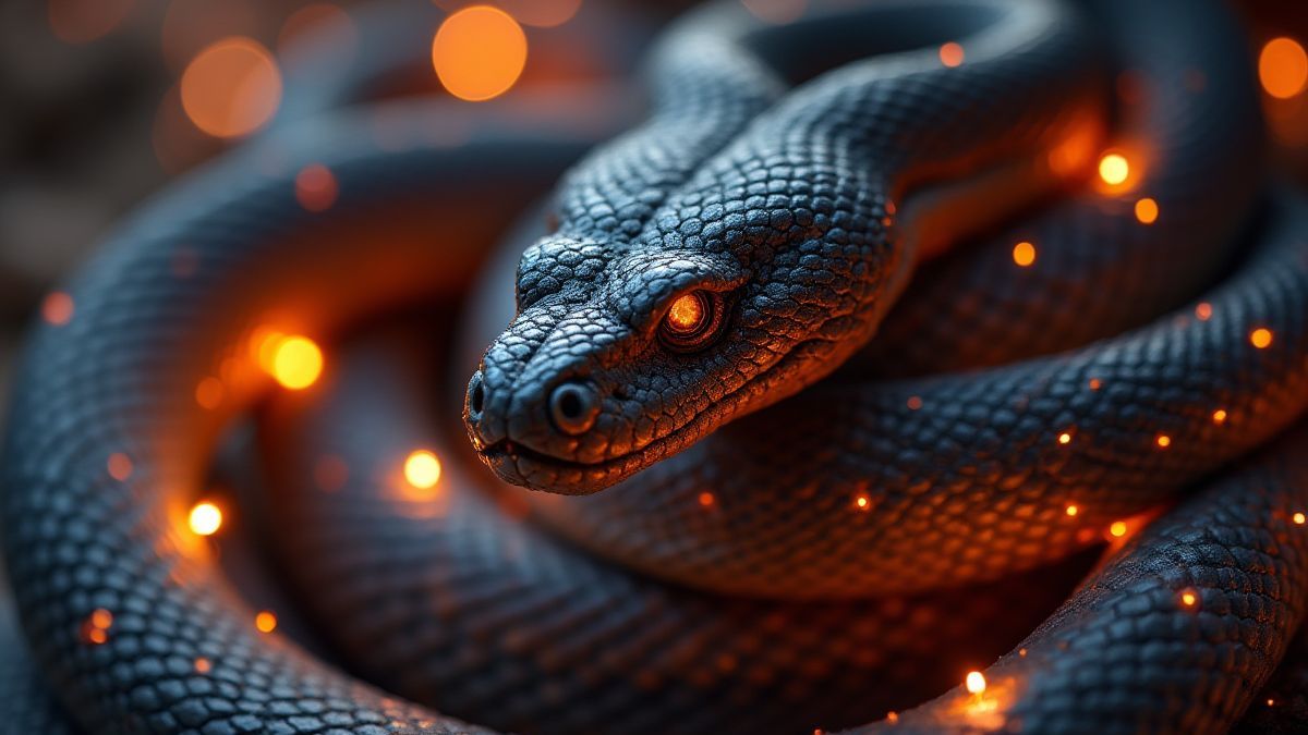A mystical cobra surrounded by glowing runes.