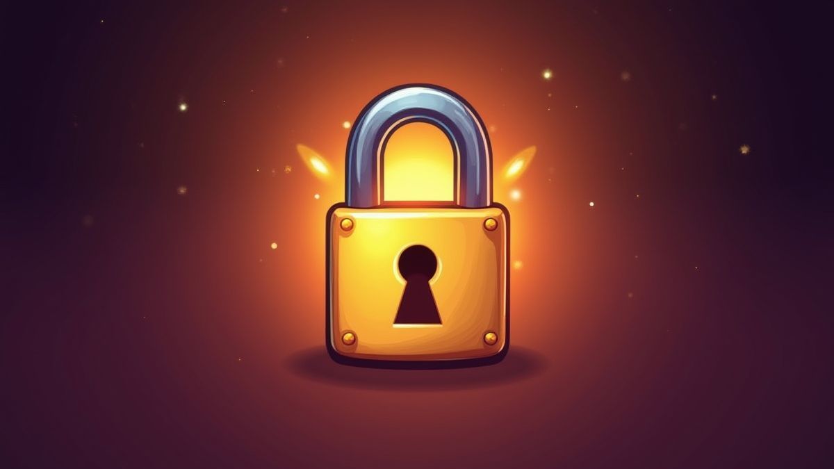 Cartoon lock with a glowing jackpot symbol behind it.