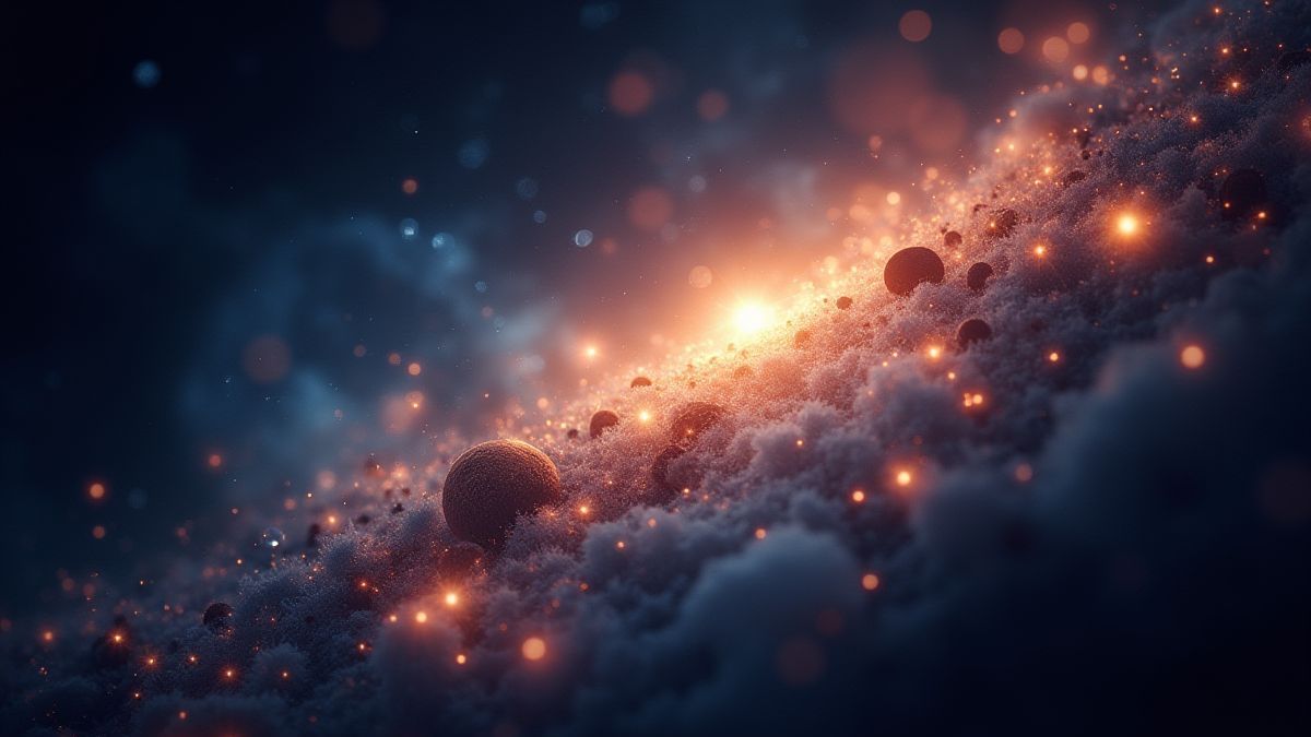 Constellation lumineuse avec des rayons magiques transformant des symboles.