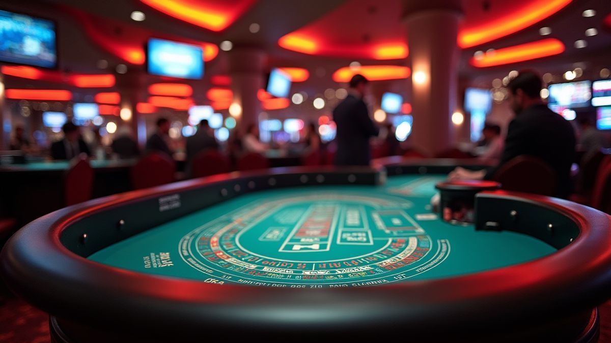 Luxurious casino with illuminated dice table