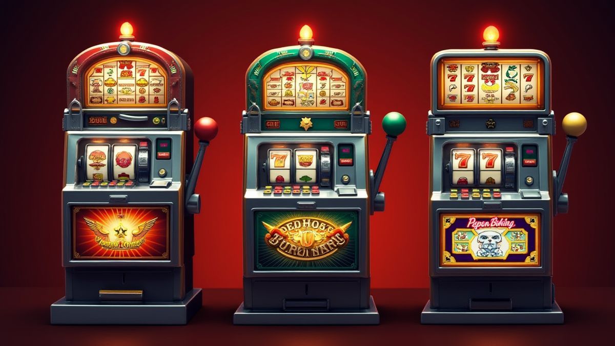 Visual comparison of classic slot machines with retro design.