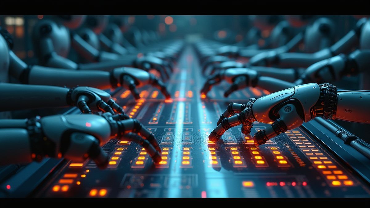 Futuristisches Kontrollpanel mit leuchtenden Tasten.