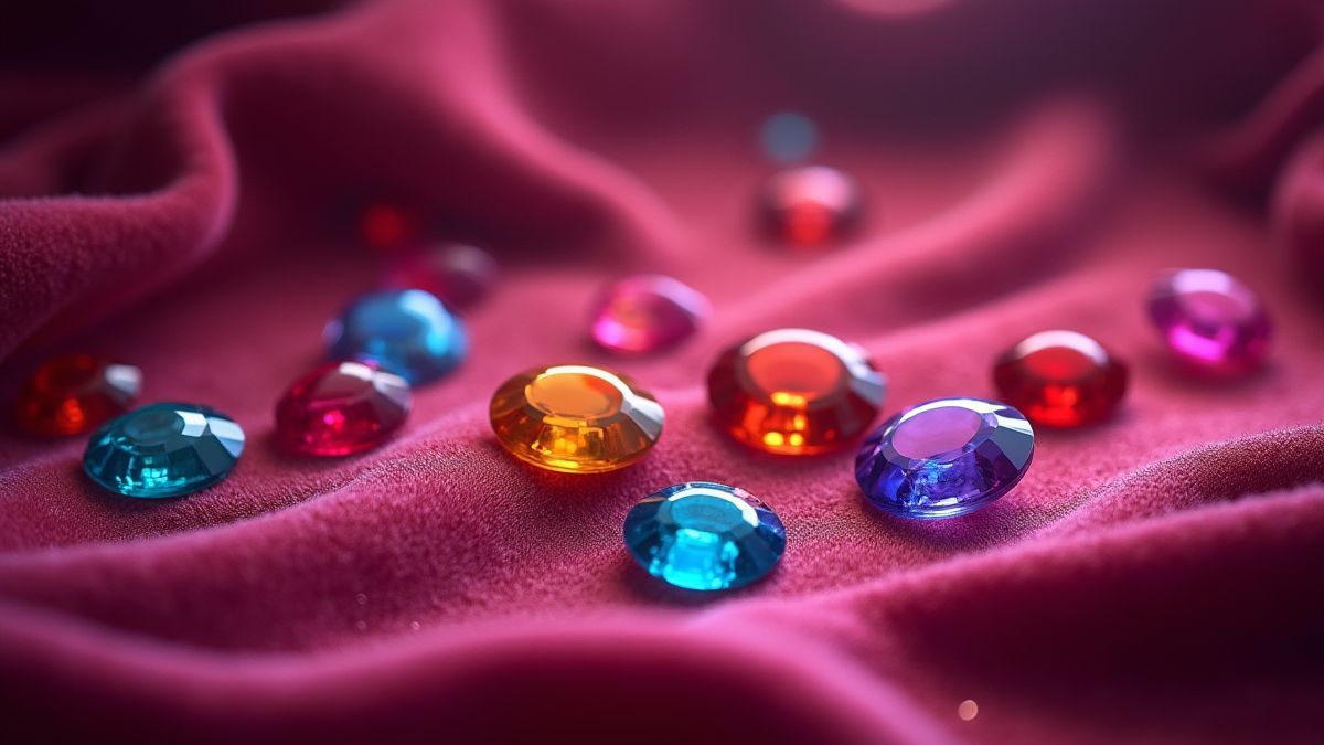 Gemas brillantes sobre un terciopelo lujoso.