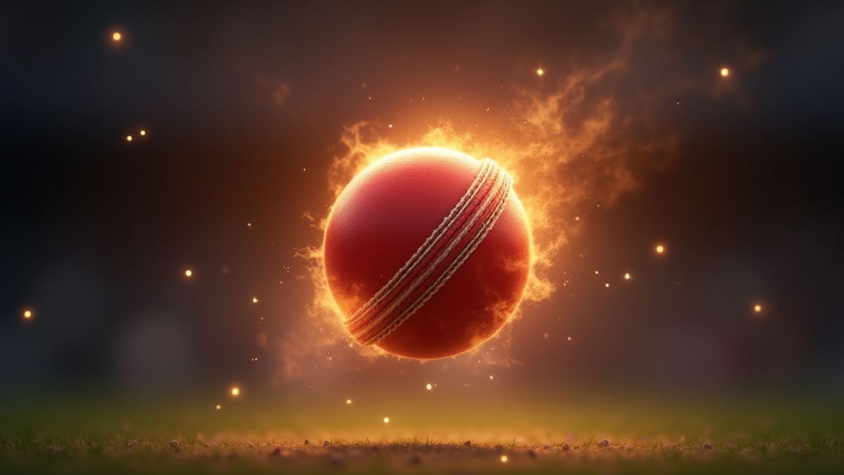 Cricket ball surrounded by glowing effects symbolizing a scatter.