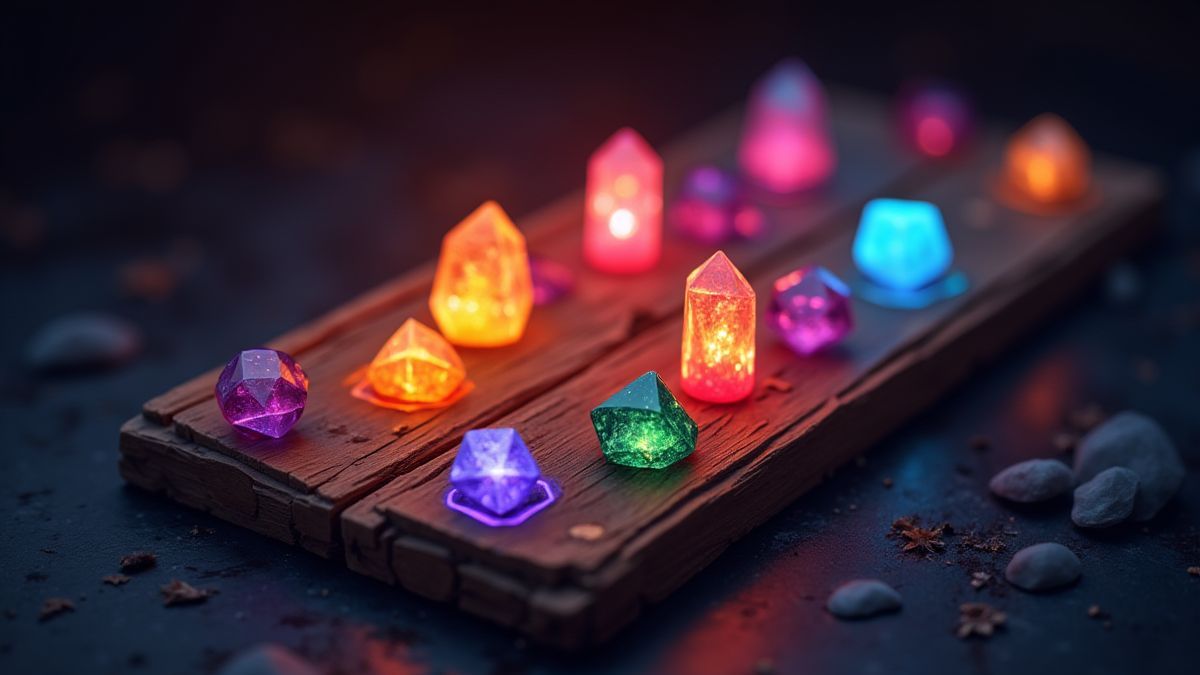 A glowing progress meter next to a gem board.