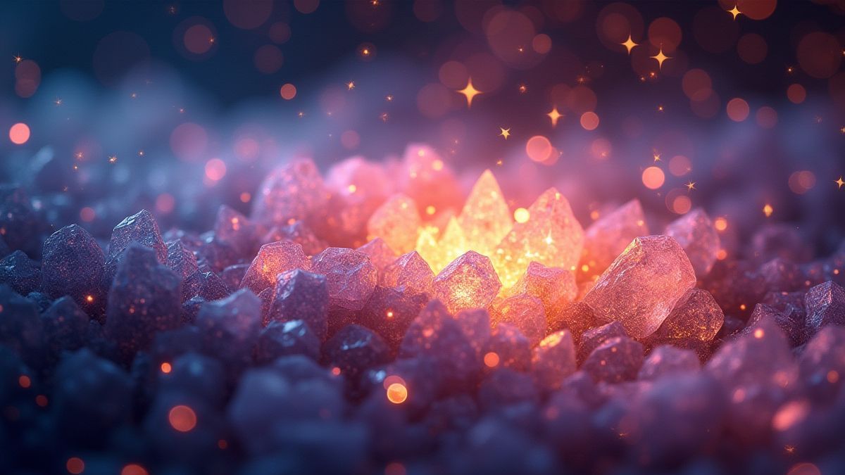 Une galaxie brillante pleine de cristaux radiants et d'étoiles.