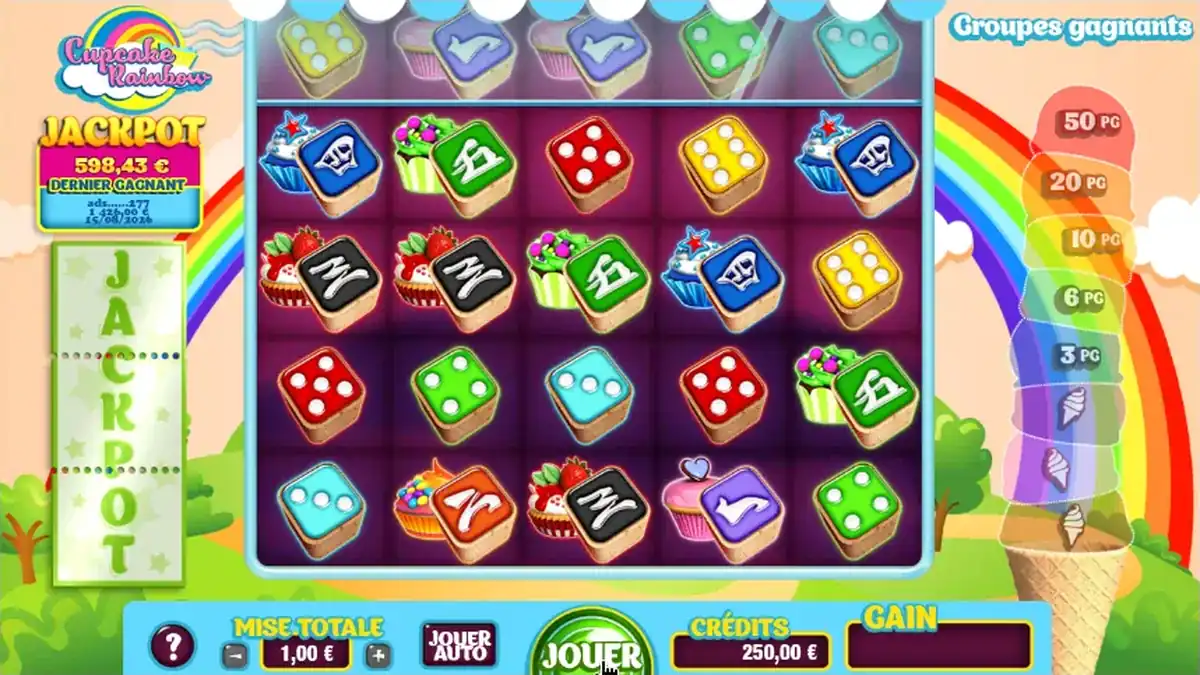 Écran du jeu de base Cupcake Rainbow