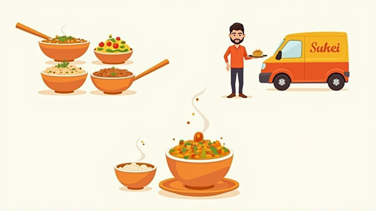 Symbole des Slots Curry in a Hurry im Cartoon-Stil gestaltet.