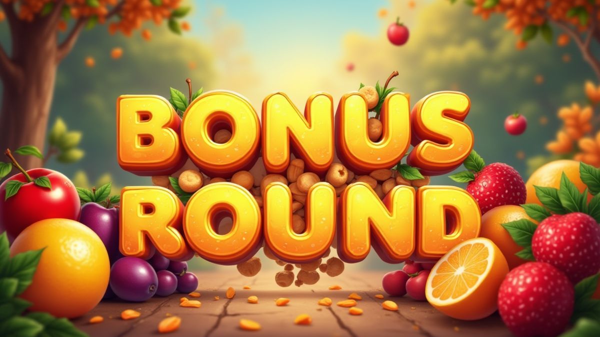 Fruits celebrating in a bonus round