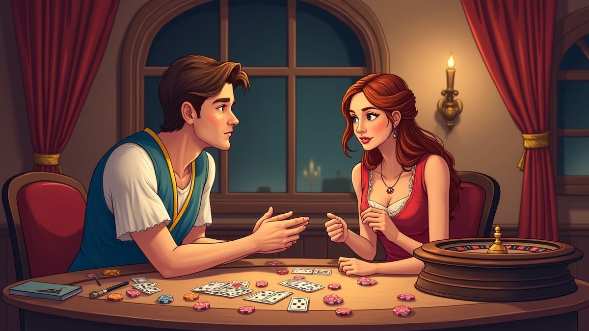 Principiante explorando juegos de casino en un entorno renacentista.