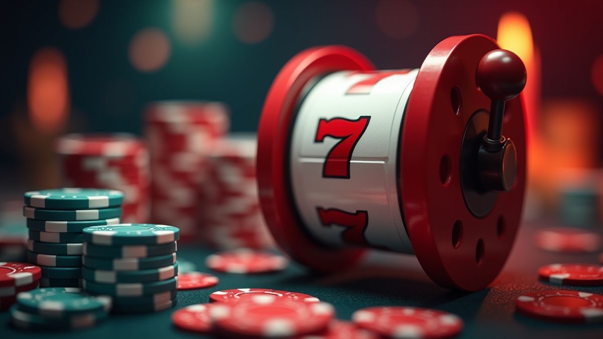 Primer plano de fichas de casino y un rodillo girando.