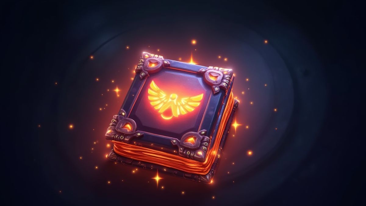 Ein leuchtendes Zauberbuch, umgeben von funkelnden Lichtern, das das Wild/Scatter-Symbol darstellt.