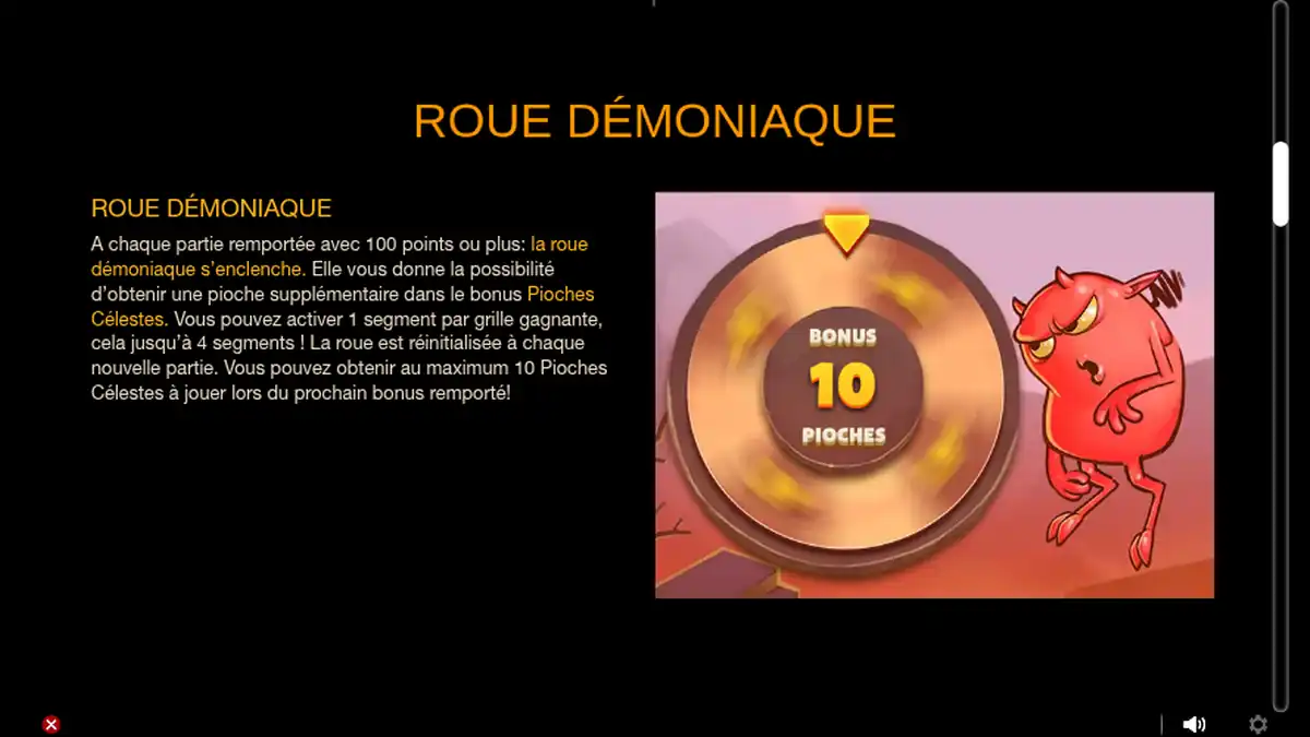 Instructions de jeu et présentation des fonctionnalités de Devilish Dice.