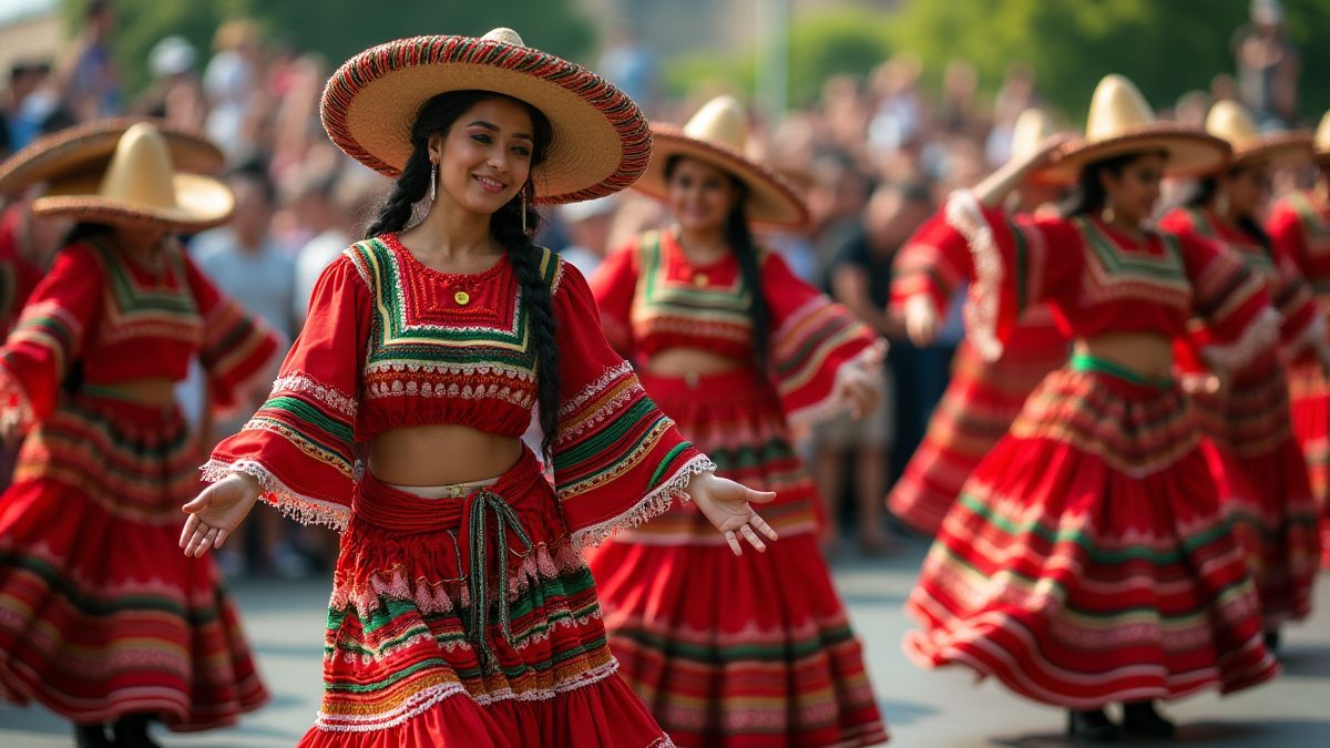 Danseurs en costume typique mexicain lors d'une célébration festive.