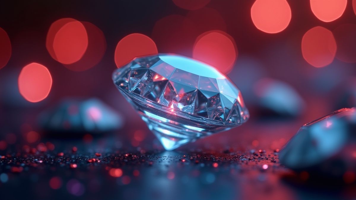Un diamante brillante con luces de casino de fondo.