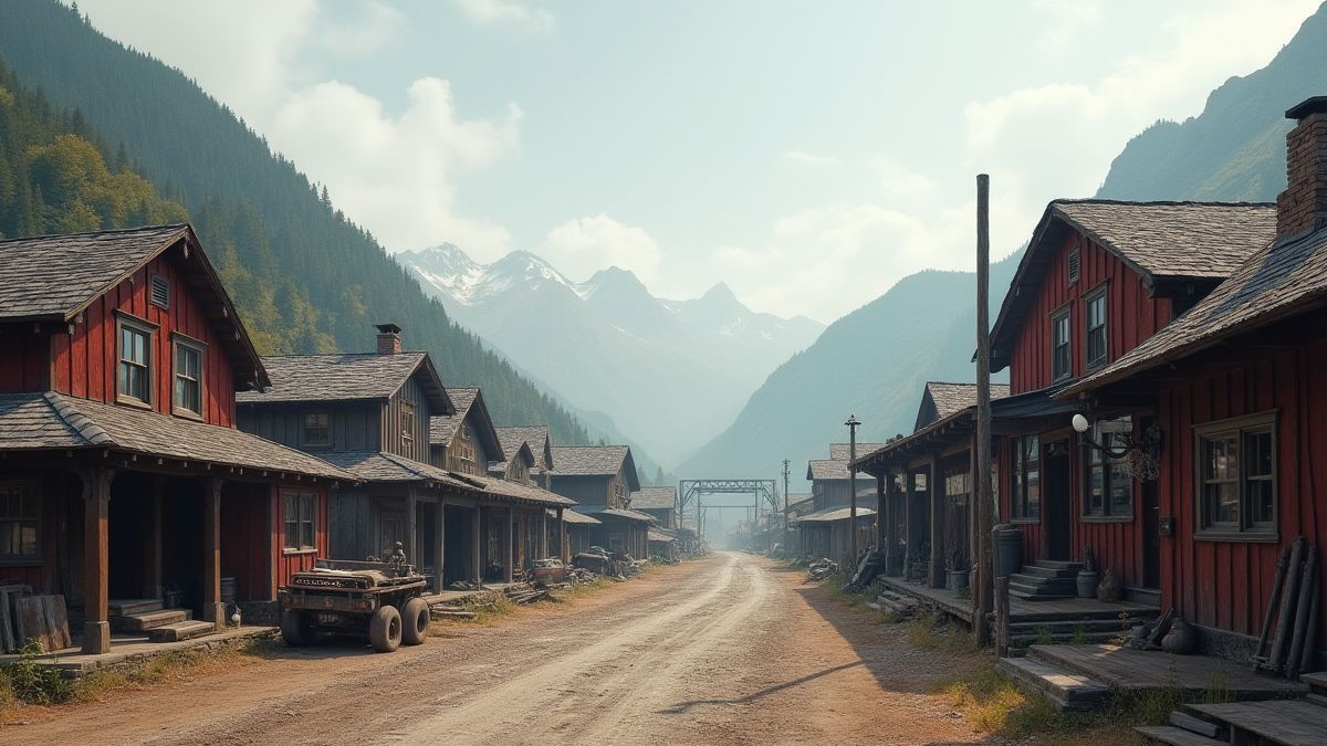 A mining town surrounded by mountains.
