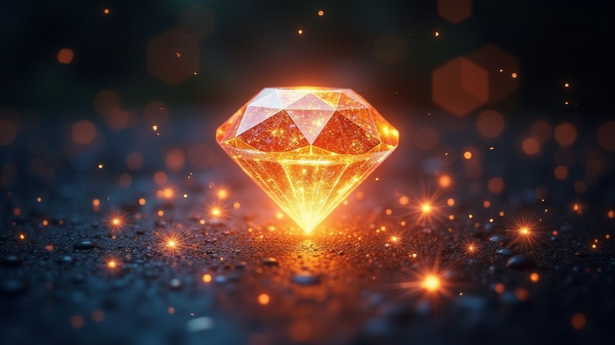 Shining diamond surrounded by magical sparkles.