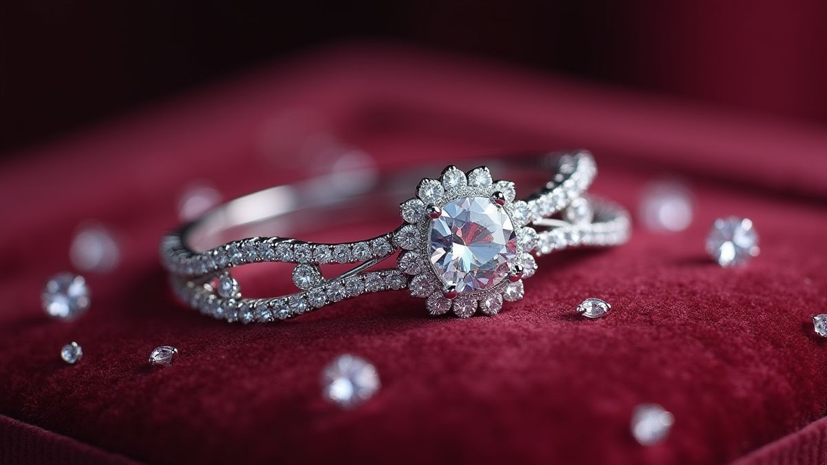 Joias de diamantes brilhando sobre veludo.