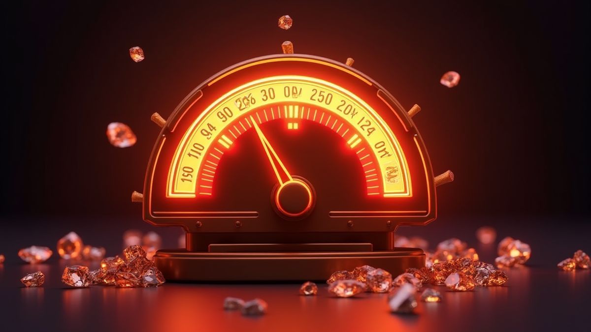 Medidor de jackpot brillante con diamantes resplandecientes alrededor.