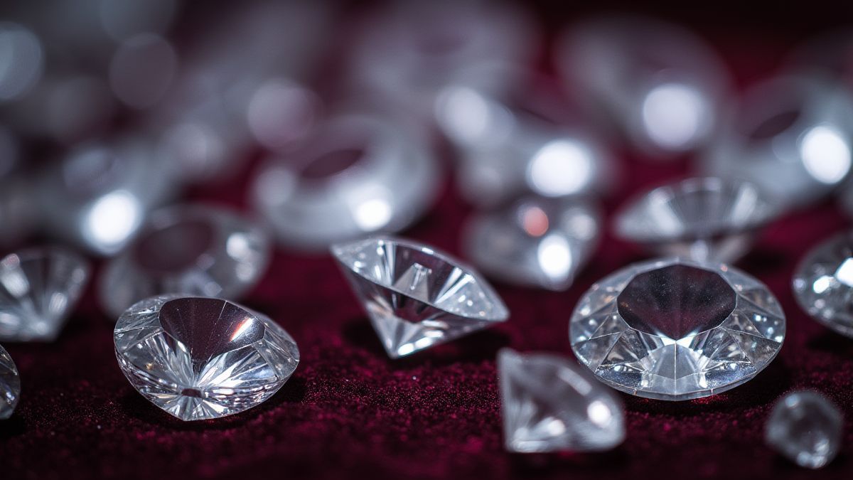 Schitterende diamanten op een fluwelen achtergrond.