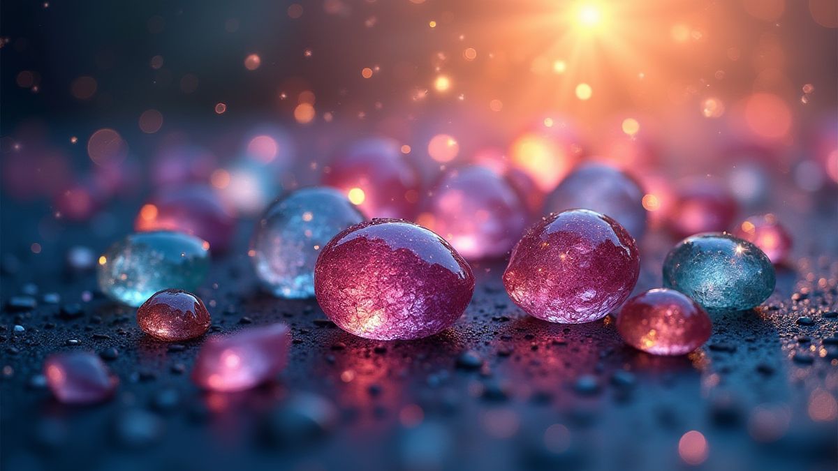 Gemas brillantes bajo una luz resplandeciente.