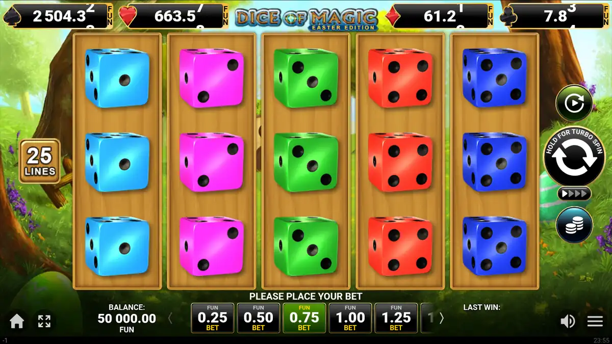 Pantalla del juego base de Dice of Magic Easter Edition