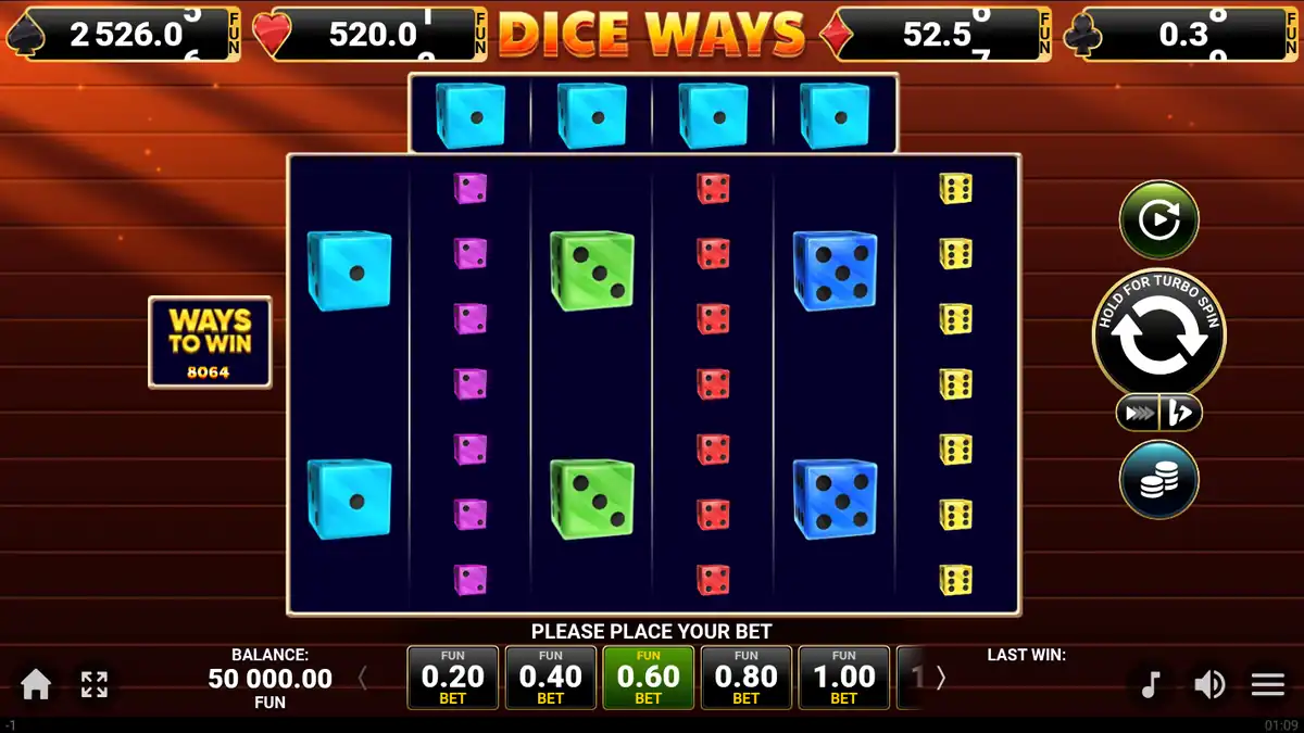 Pantalla del juego base de Dice Ways