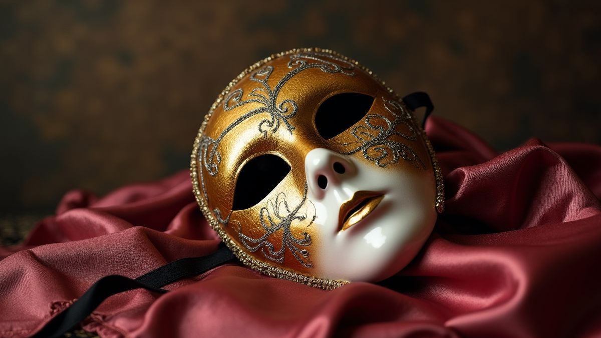 Venetian mask on silk.