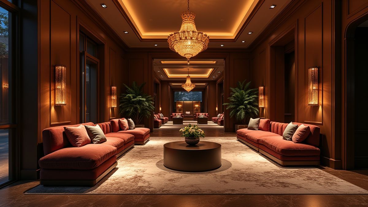 Vestibule de l'hôtel luxueux avec des meubles élégants.