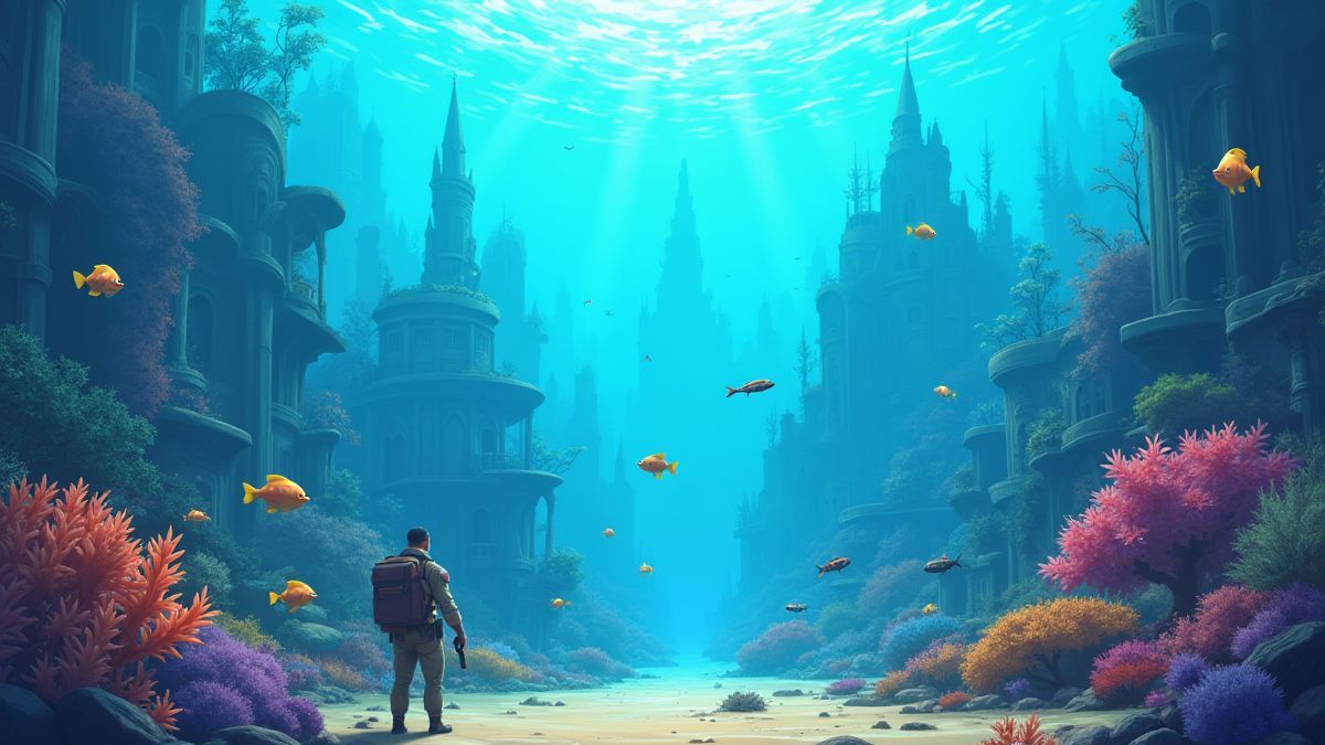 Een animatie van een onderwaterstad met zeedieren die misdaden oplossen.