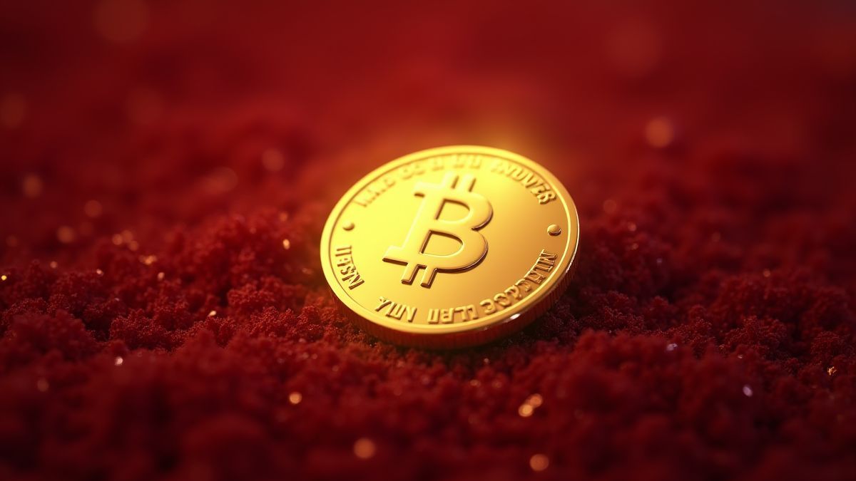 Pièce dorée avec un symbole de dollar brillant sur fond de velours.