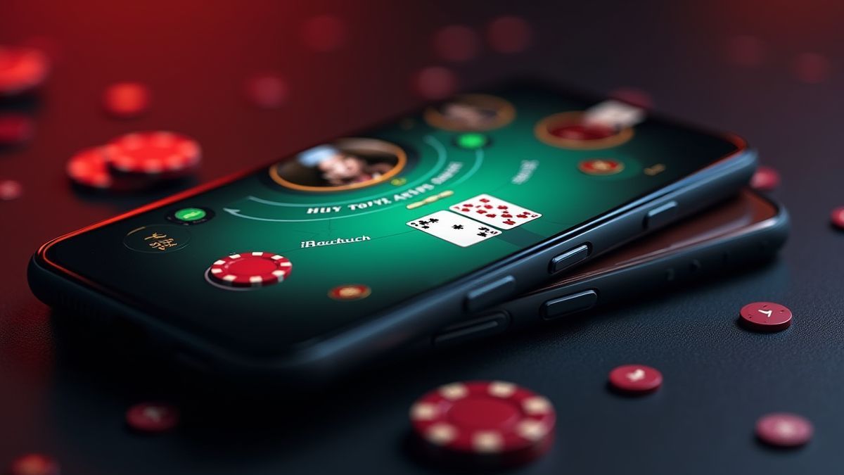 Interfaz de usuario moderna de un juego de blackjack en un móvil