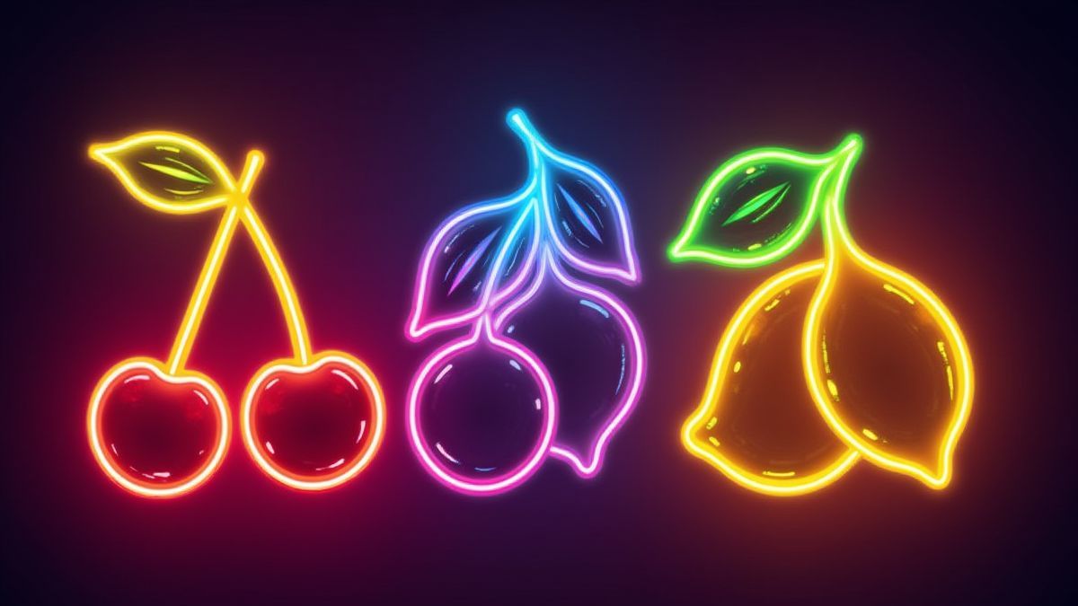 Fruit en neon in een retro ontwerp.