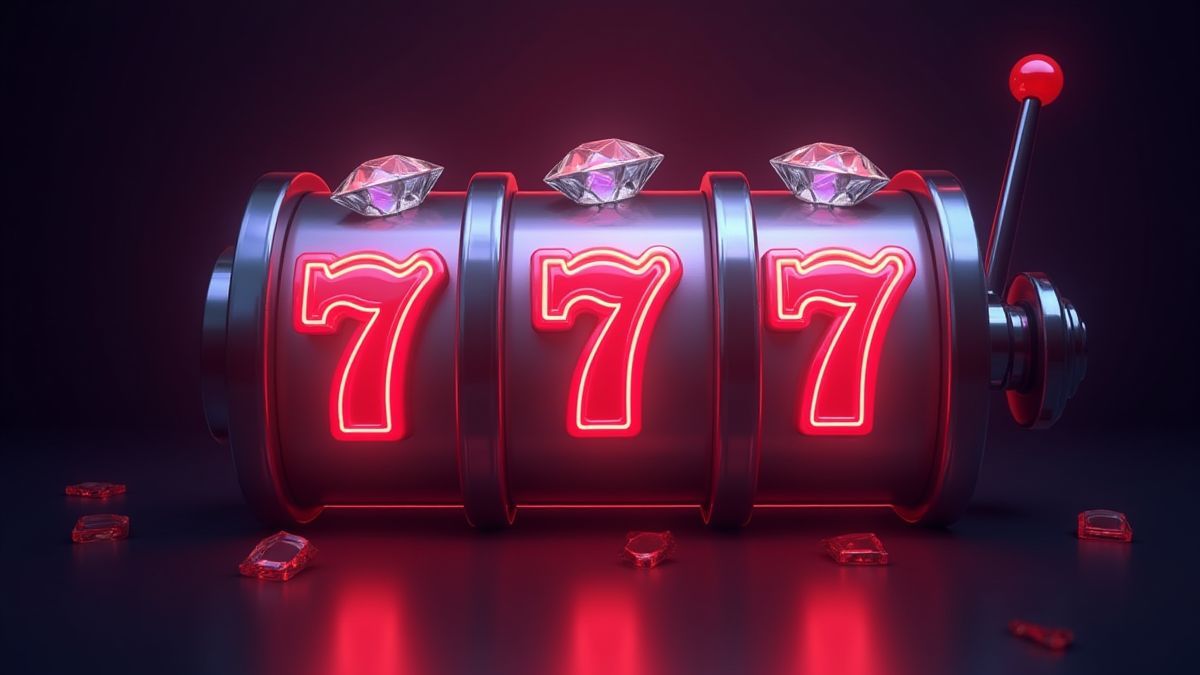 Gestapelde symbolen in een gokkast met een glanzend ontwerp.