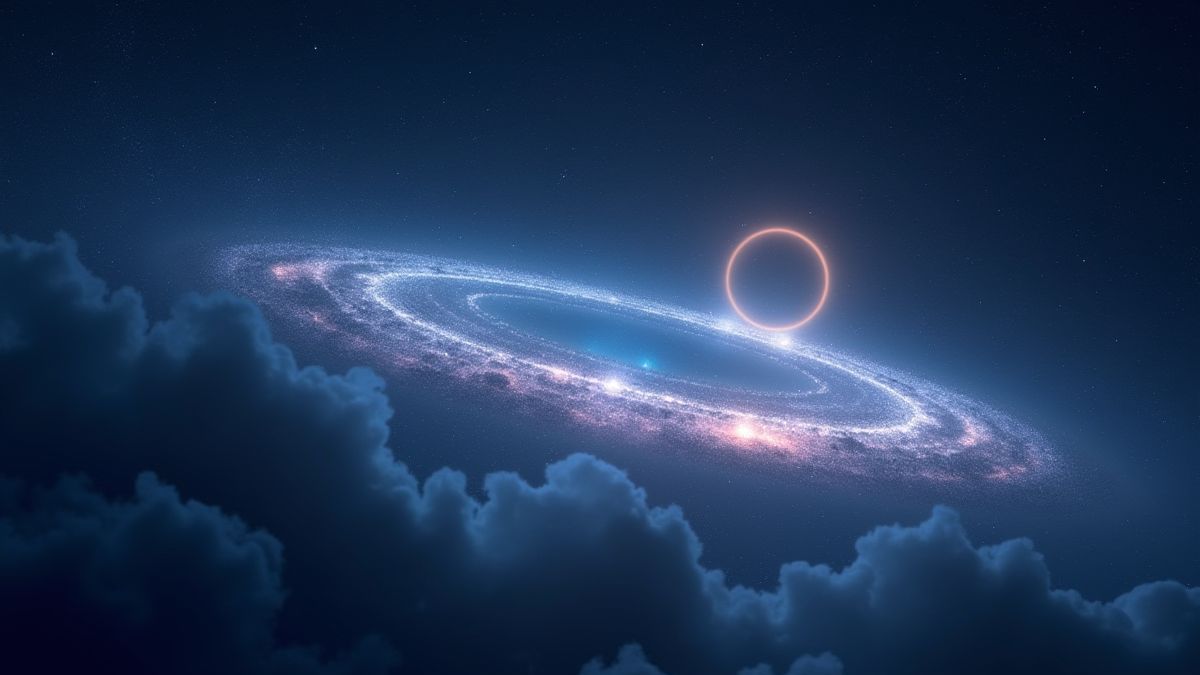 Leuchtende Sterne und Heiligenscheine in einem himmlischen Himmel.