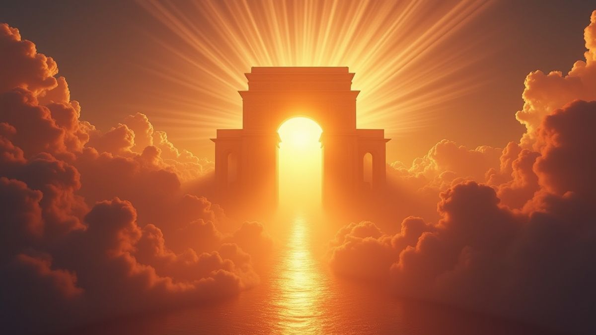 Goldene Tore umgeben von leuchtenden Wolken und Lichtstrahlen.