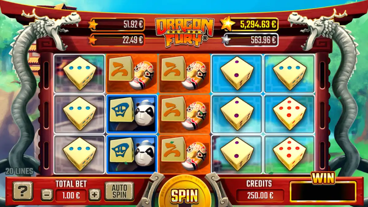 Jogo base da Dragon Fury Slot