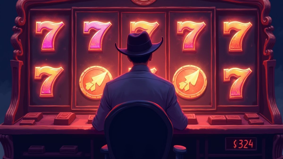 Player in front of a magical slot machine